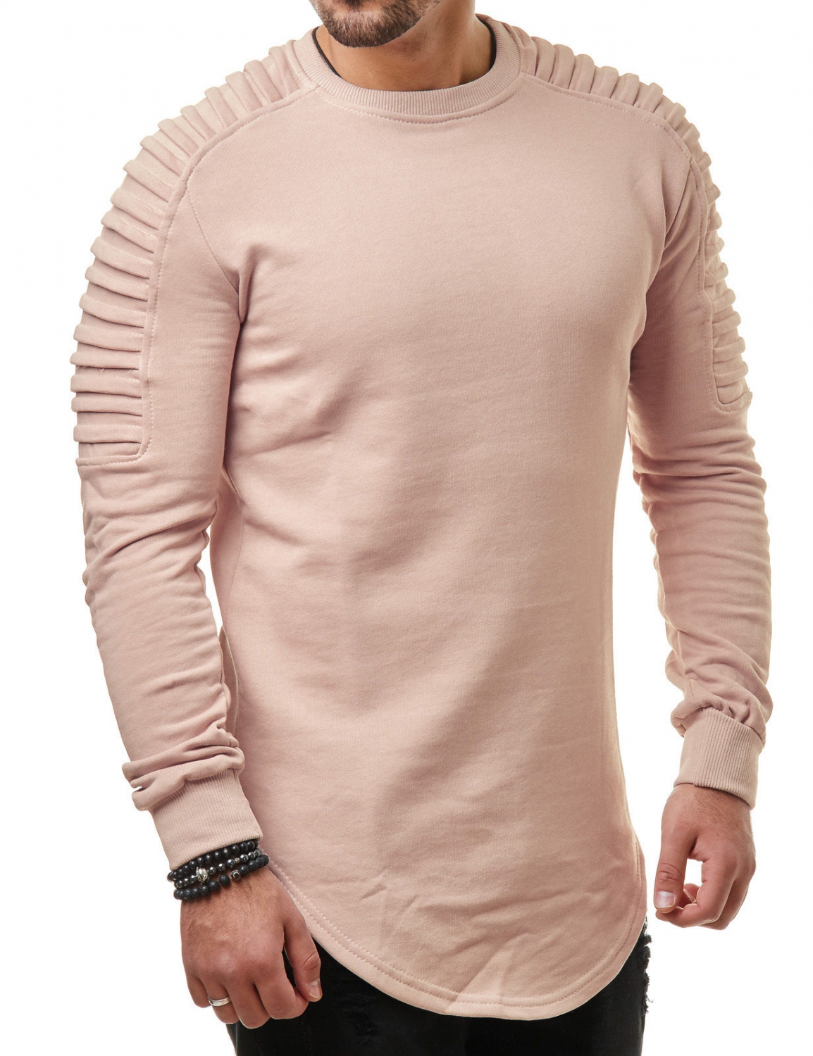 Pull homme nervuré oversize rose 1260
